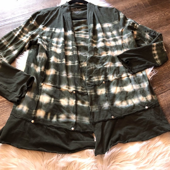 neon buddha Sweaters - Neon Buddha Green Tie Dye Yoga Open Cardigan